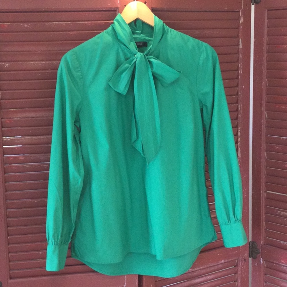 J. Crew Long-sleeved Tie-neck Blouse